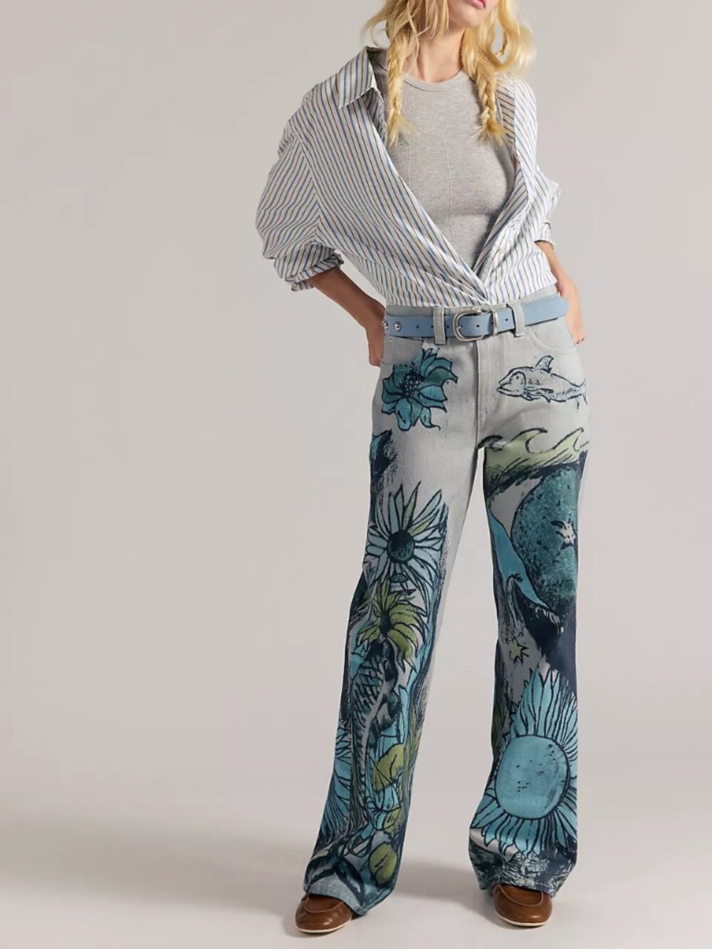 Free People We The Free Tinsley Printed Jeans Seashore Combo